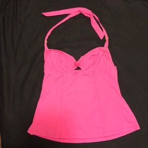 Betsey Johnson Pink Rose Bathing Suit Top Medium